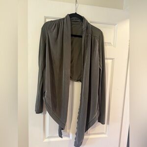 Lululemon Cardigan Women 10 Cotton Lyocell Open Thumb Hole Green Lightweight Top